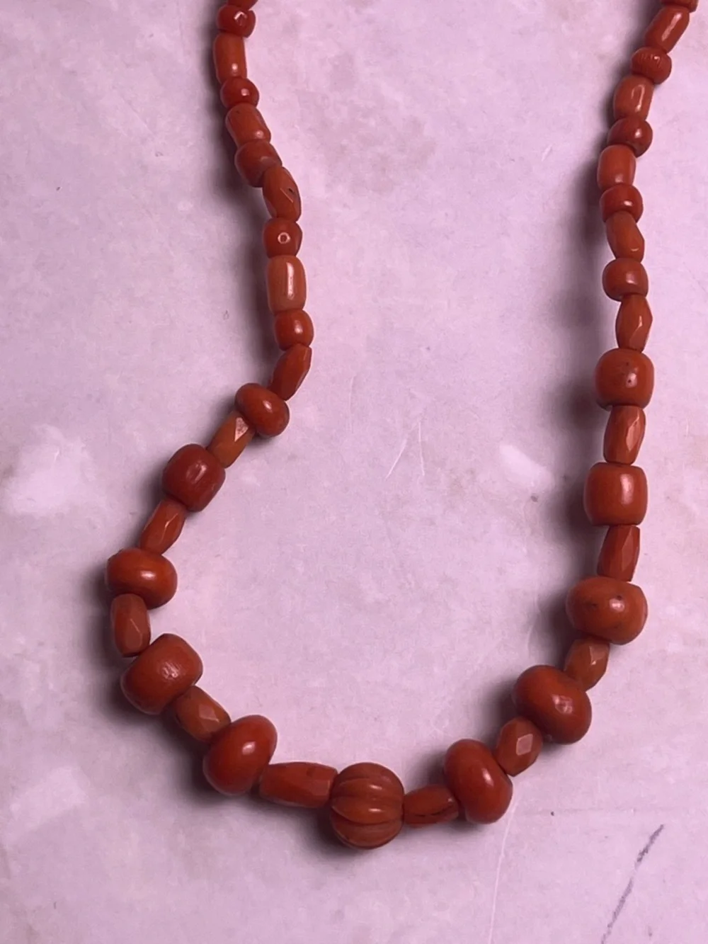 Antique 1900's 9k gold & Carnelian Beaded necklace - Picture 10 of 10